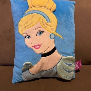 Disney Cinderella Princess 3D Soft Snuggle 15'' Blue Decorative Throw Pillow